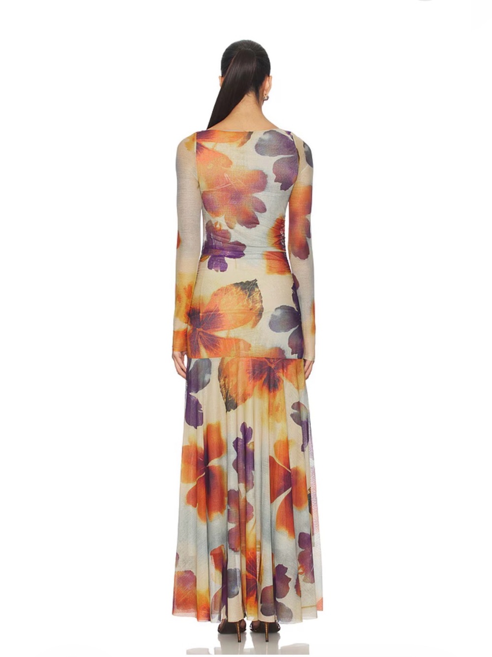 NWT Free People Sunnei Mesh Maxi Dress Sunrise Combo Floral Medium - Picture 3 of 5